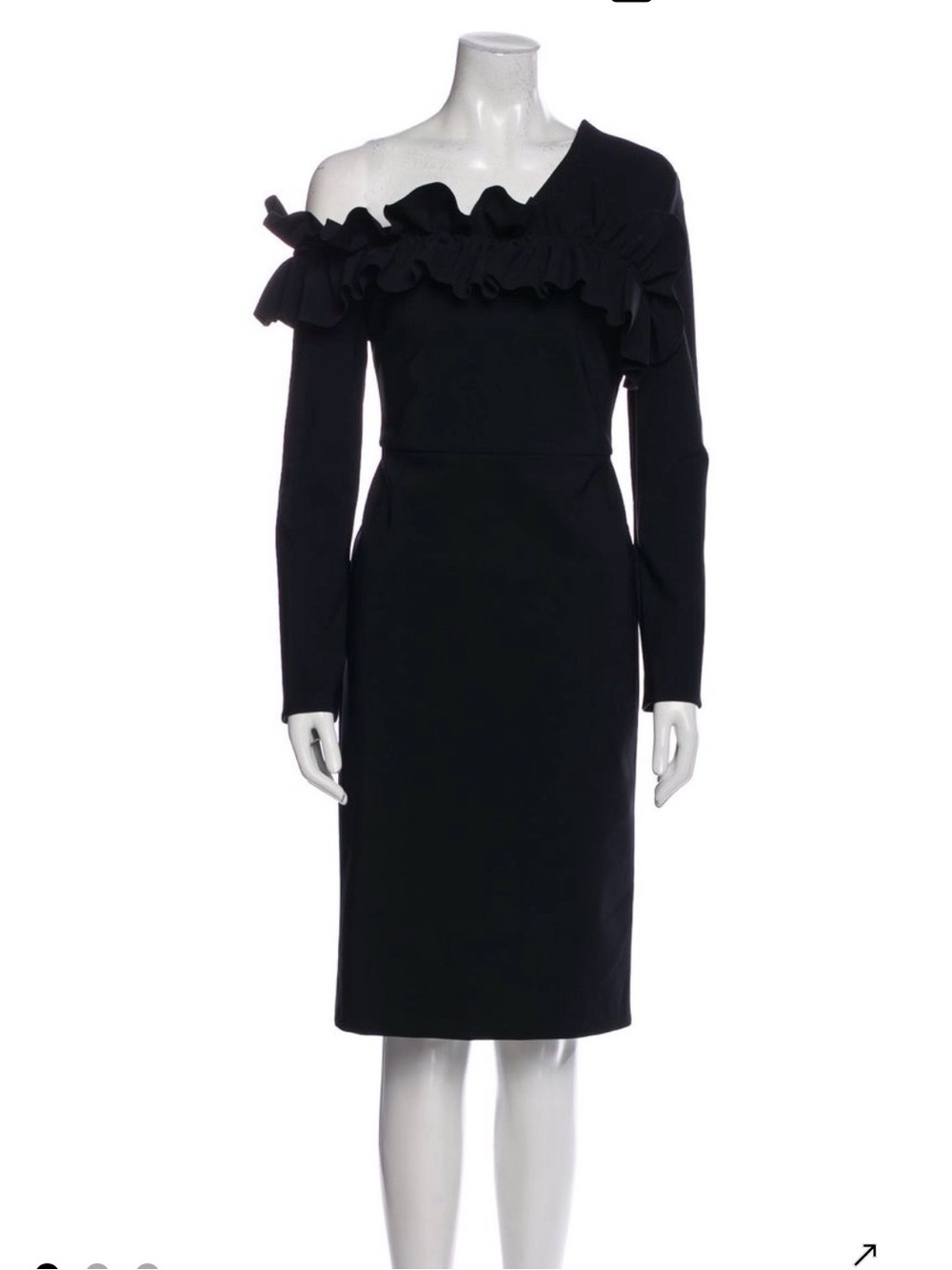 Black One-Shoulder Ruffle Sheath Dress